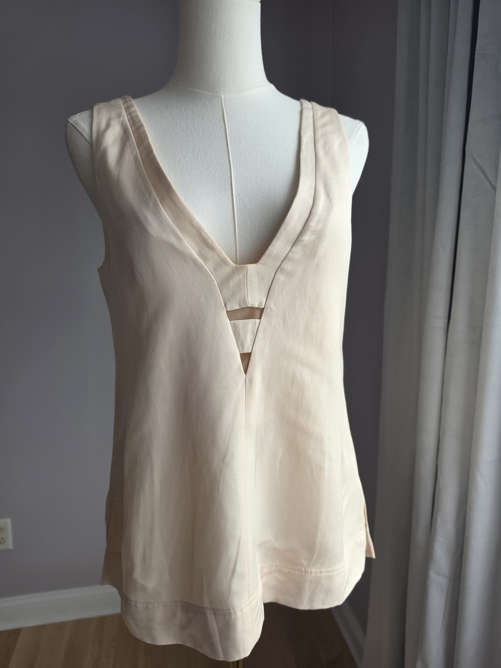 Reiss Cream Deep V-Neck Sleeveless Camisole